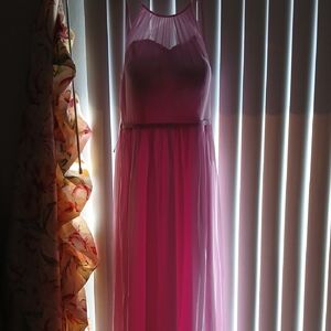 Azazie Elegant Pink Maxi Dress Chiffon